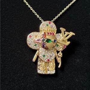 Gold plated doll necklace and pendant